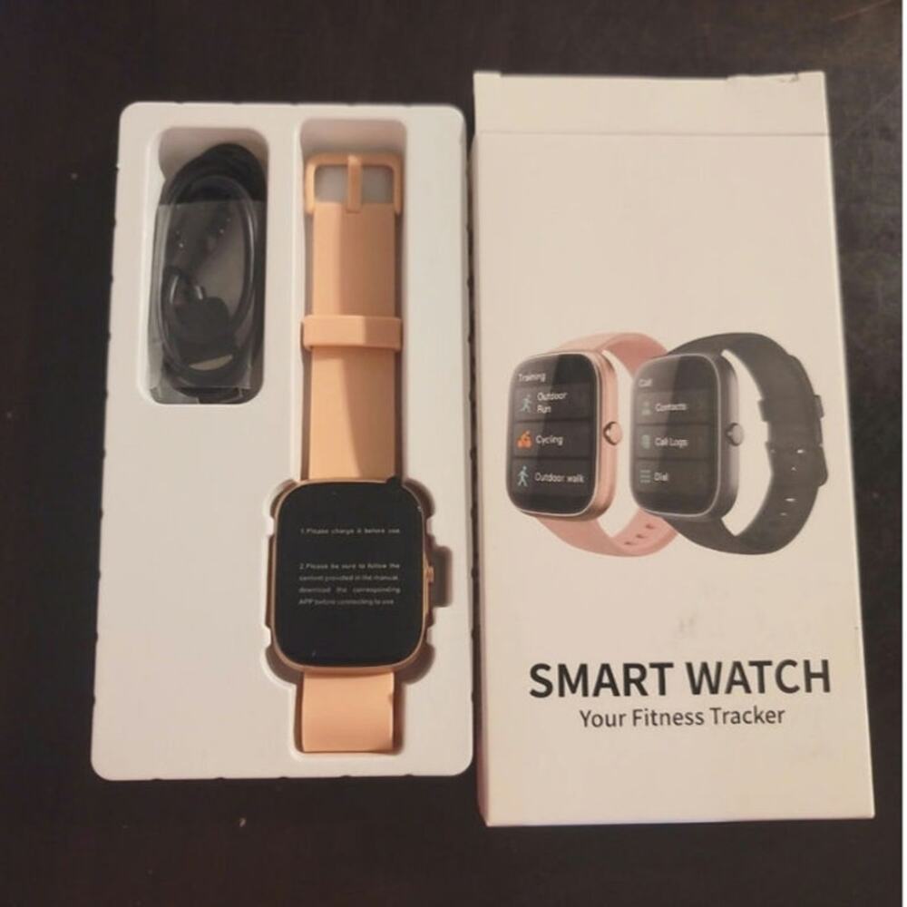 Smartwatch New In Box Fitness Tracker Apple I-Phone Android Black Pink strap - Picture 2 of 3